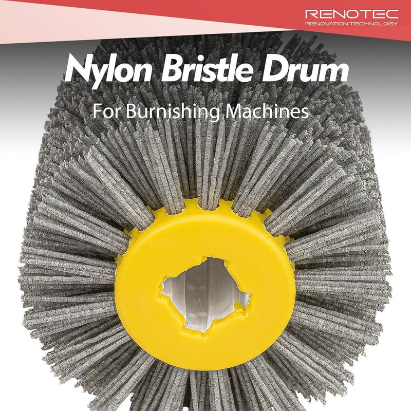 RENOTEC Nylon Bristle Drum, Grit 180, 4.33" x 4", 110x100mm, Scale and Rust Stripping, for Burnishing Polishing Machine - Image 3